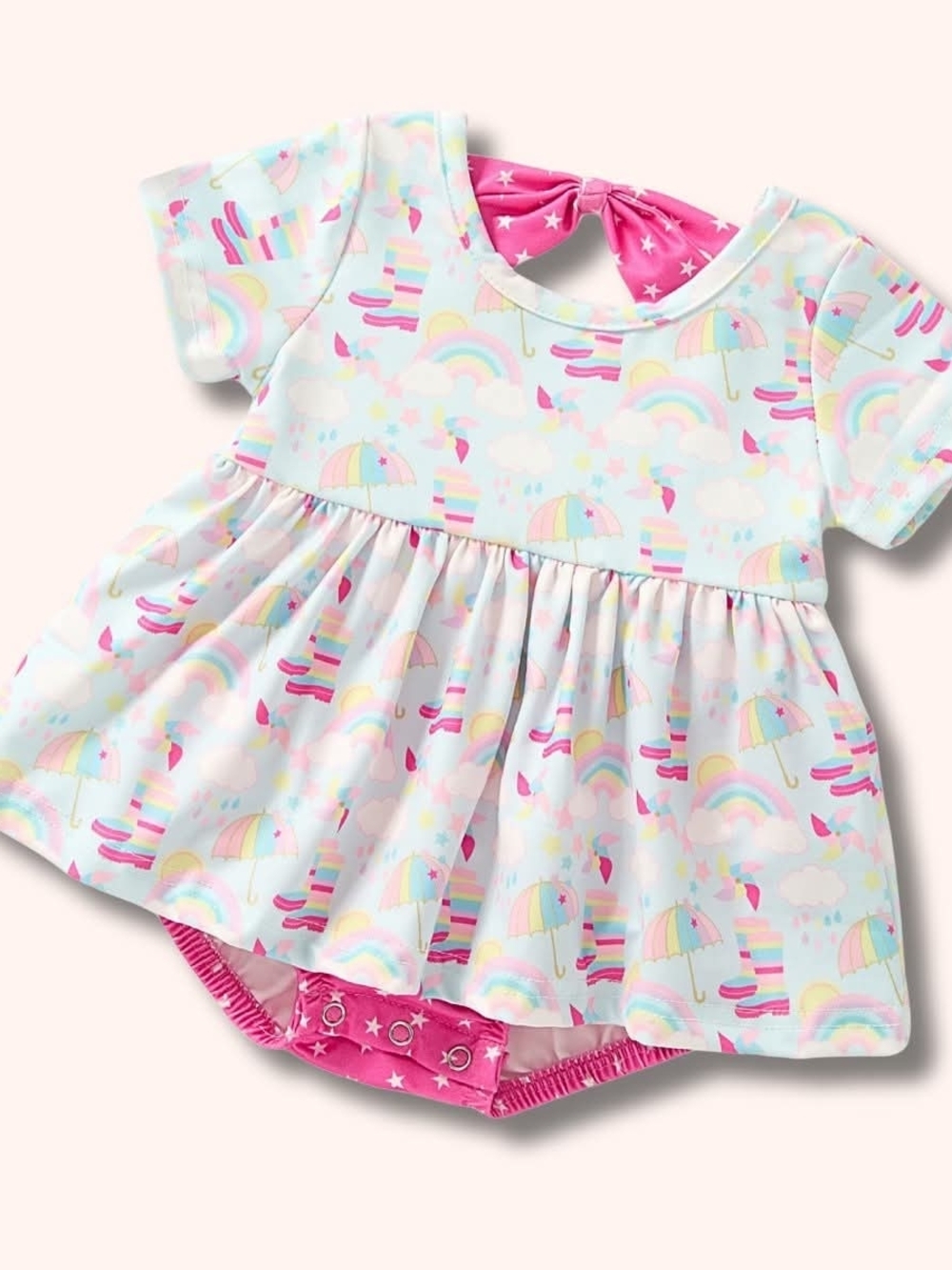 Toddler Rainbow & Umbrella Dress Bodysuit - Pink